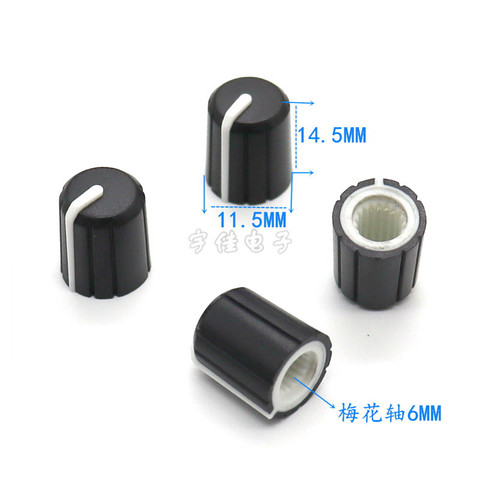 10 Piece 11.5 * 14.5mm black and white plastic knob flower shaft inner hole 6mm potentiometer band switch panel adjustment knob ► Photo 1/4