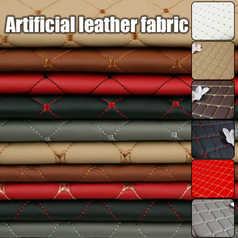 140*100cm Thick PU Leather Fabric Artificial Synthetic Leather Embroidered Sponge Quilted Upholstery Car Interior Craft Material ► Photo 1/6