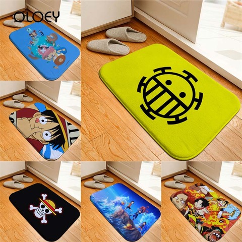 40 * 60cm Anime Luffy Pattern Door Mat Goose Down Non-slip Soft Rug Kitchen Living Room Floor Mat Bedroom Decorative Floor Mat . ► Photo 1/6