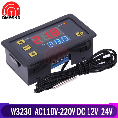 W3230 Thermostat 220V 12V 24V Probe Line Digital Temperature Control LED Display Thermostat With Heat Cooling Control Instrument ► Photo 1/6