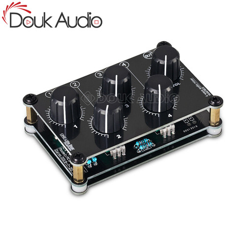 Douk Audio Portable 4 Channel Line Mixer for Live Studio Recording Mini Stereo Audio Mixer Passive Live Studio Console Recording ► Photo 1/6