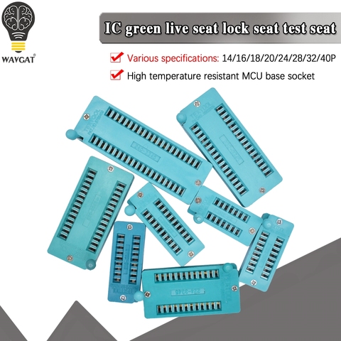 1pcs/lot 14 16 18 20 24 28 32 40 P Pin 2.54 MM Green DIP Universal ZIF IC Socket Test Solder Type IC lock seat zif socket ► Photo 1/6