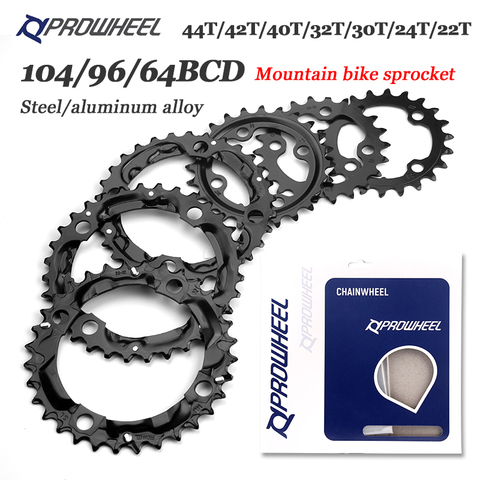 PROWHEEL Round Chainring 64/96/104BCD Mountain Bike Chainwheel 22T 24T 30T 32T 40T 42T 44T Sprocket steel/Alloy Tooth plate Part ► Photo 1/6