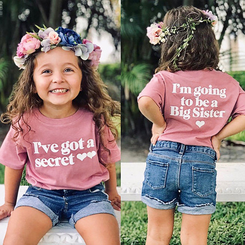 I'm going to be a big Sister Printed Cotton Girls Summer Clothes Big Sister T Shirt Tops For Kids Girls Funny Tee shirt Clothes ► Photo 1/6