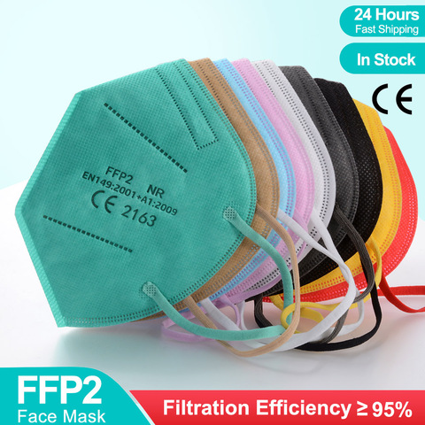 Multicolor Adult 5 Layers KN95 Fpp2 Mascarilla approved Respirator Fabric Face Mask KN95 Filter Mouth Reuseable ffp2mask CE ffp3 ► Photo 1/6