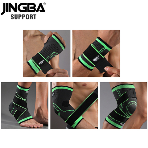 JINGBA SUPPORT 1PCS Nylon knee protector+wristband+ankle support+Elbow pads+hand guards weightlifting+basketball knee Brace ► Photo 1/6