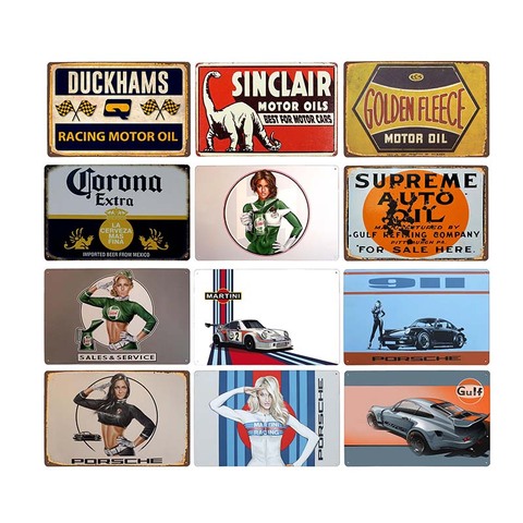 Retro Vintage Motor Oil Gas advertising Tin Signs Spirit Oil Metal Plate Home Man Cave Garage Wall Decor 8x12 Inch ► Photo 1/6