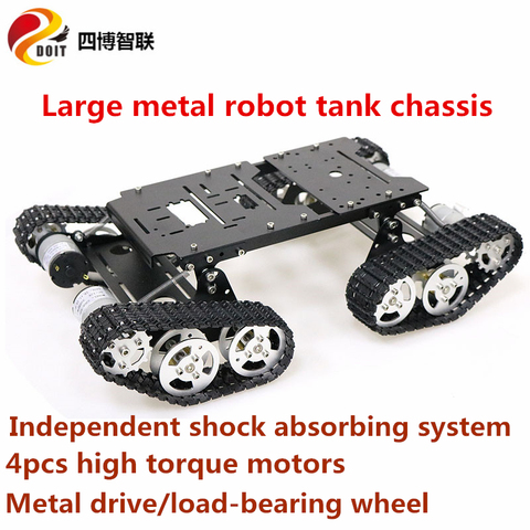 SZDOIT TS400 Large Metal 4WD Robot Tank Chassis Kit Tracked Crawler Shock Absorbing Robotic Education Heavy Load DIY For Arduino ► Photo 1/6