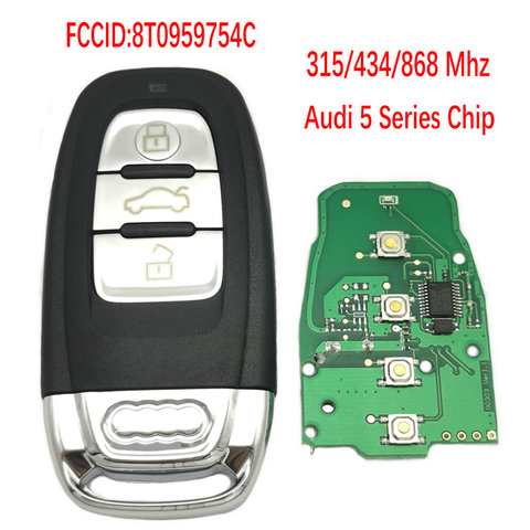 Datong World Car Remote Key For Audi Q5 315 Mhz Audi 5 Series Chip 8T0959754C Auto Smart Control Blank Key With Uncut Blade ► Photo 1/6