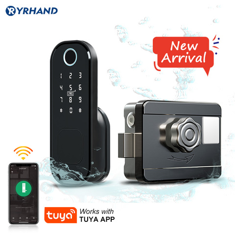Tuya Smart lock Waterproof Wifi Fingerprint Rim Lock Smart Card Digital Code Electronic Door Lock For Home Security Mortise ► Photo 1/6