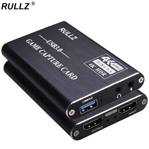 USB 3.0 4K 1080P 60hz Pass Through Video Capture Card HDMI-compatible Game Recording Box HD Live Streaming Plate Mic Input ► Photo 1/6