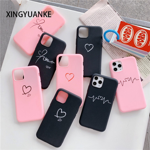 Simple Love Heart Phone Case For Xiaomi Redmi Note 9S 9 Pro Max 8 7 6 5 Pro 8T 5A 4 4X Candy Color Soft Silicone Back Cover ► Photo 1/5