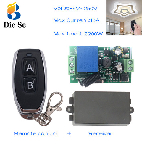 Lighting Remote Control Switch 110V 220V 2200W 433Mhz rf Switch Relay Receiver and Transmitter for Led and Bulb control On/Off ► Photo 1/6