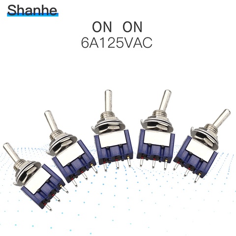 5pcs BENKPAK Mini MTS-102 3-Pin SPDT ON-ON 6A 125VAC Miniature Toggle Switches  ► Photo 1/6