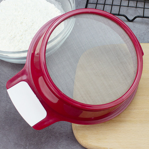 Flour Filter Sieve 60 Mesh Ultra-Fine Baking Tools Hand-Held Stainless Steel Screen Plastic Scraper Flour Sieve ► Photo 1/5