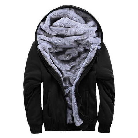 JODIMITTY Men's Winter Hoodies Thickened Warm Coat 2022 New Men Casual Coat Fashion Zipper Solid Color Fleece Long Sleeve Jacket ► Photo 1/6