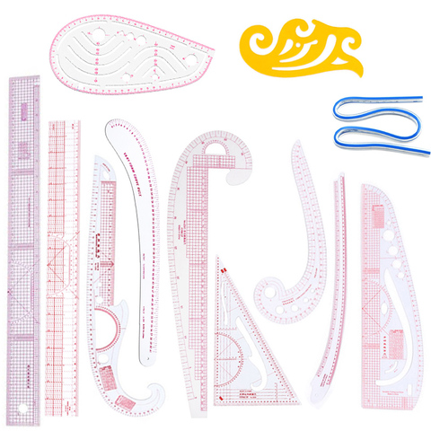 9/12 Pcs French Curve Metric Grading Ruler Measure Dressmaking Tailor Drawing Template Craft Tool Plastic Sewing Supplies ► Photo 1/6