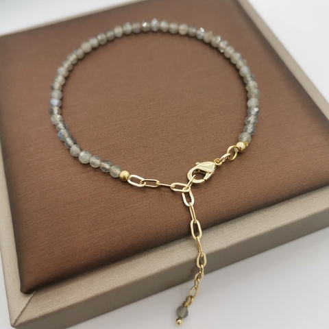 Faceted Labradorite Bracelet Delicate Adjustable 14K Gold Filled Chains Natural Stones Vintage Pulsera Mujer Boho Women Bracelet ► Photo 1/6