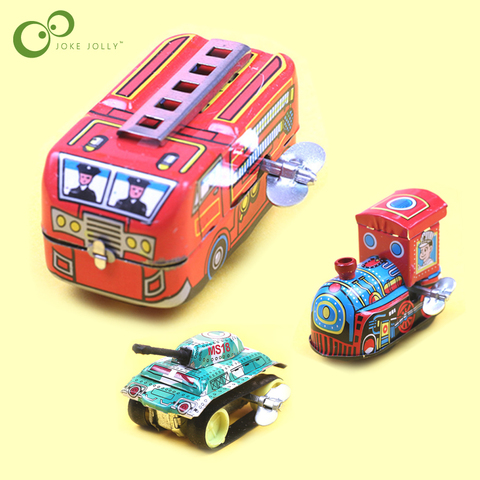 1PC Mini Vintage Tin Metal Toys Train Bus Tank Design Kids Children Childhood Classic Wind Up Clockwork Tin Toy Classic Toys GYH ► Photo 1/4