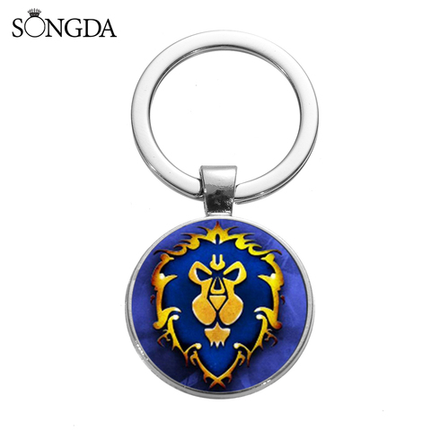 New Arrival World of Warcraft Tribal Banner Flag Keychain Steampunk Lion Head Alliance Emblem Icon Keyring for Game Lover ► Photo 1/5