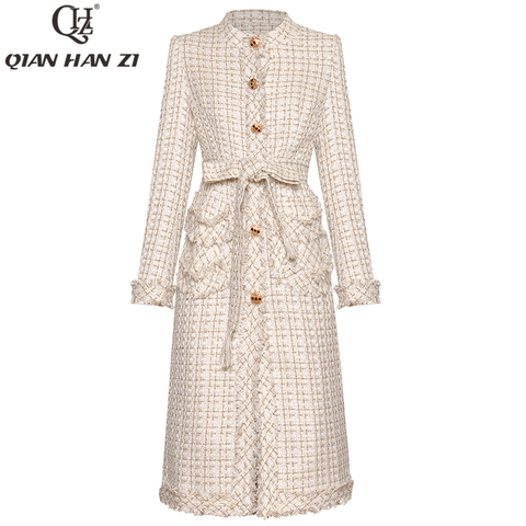 Qian Han Zi high-quality designer autumn winter long coat Women's Long Sleeve Single Breasted Fringe Fashion Overcoat Outwear ► Photo 1/6