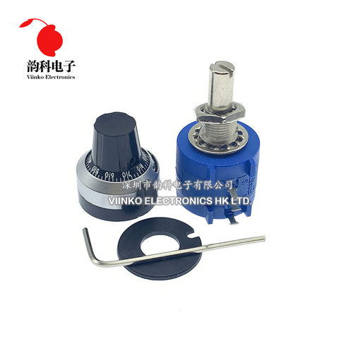 3590S-2 3590S Series Precision Multiturn Potentiometer 10 Ring Adjustable Resistor + 1PCS Turns Counting Dial Rotary 6.35mm Knob ► Photo 1/6