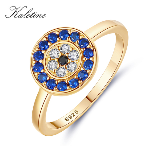 KALETINE Lucky Evil Eye 925 Sterling Silver Rings For Women Charm Blue CZ Finger Gold Rings Men Wedding Engagement Jewelry ► Photo 1/6