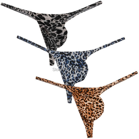 Men Leopard Micro Thong Male Soft String Sexy Underwear Bulge Pouch Tanga Sissy Lingerie For Men Mankini ► Photo 1/6