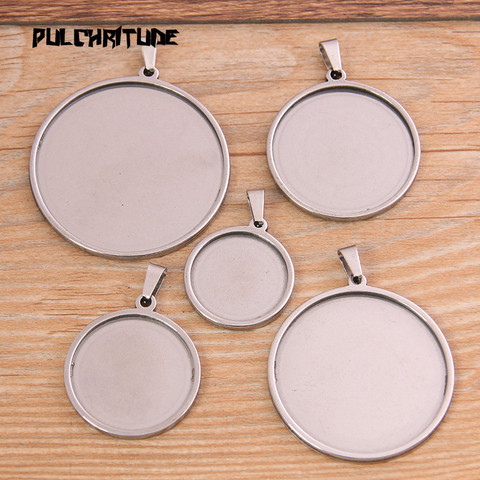 2pcs 20-40mm Inner Size Stainless Steel Round Cabochon Base Setting Diy Blank Pendant Tray For Necklace Making ► Photo 1/6