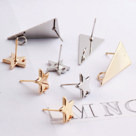 10pcs DIY Stainless Steel Earring Connectors Silver Color Star Stud Earrings Back Earrings Setting for Jewelry Making Findings ► Photo 1/3