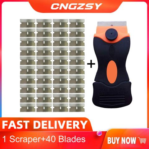 CNGZSY Cleaning Scraper Old Glue Sticker Spatula Ceramic Glass Oven Paint Cleaner + 40pcs Metal Blades Car Tinting Tools E12+40M ► Photo 1/6