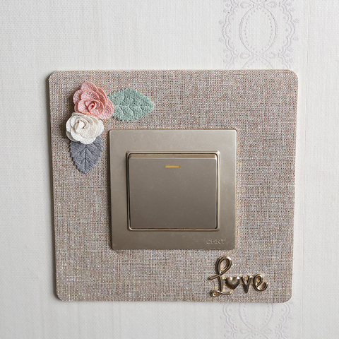 Romantic Garden Flower Cloth Stick-free Single Switch Wall Stickers Protective Cover Light Switch Creative Wallpaper ► Photo 1/6