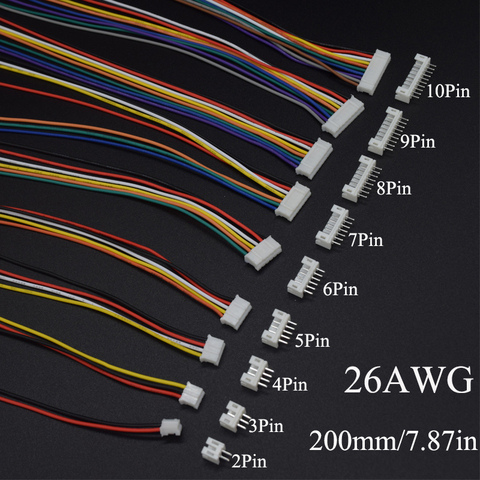 10Sets Mini Micro JST 2.0 PH Male Female Connector 2/3/4/5/6/7/8/9/10-Pin Plug With terminal Wires Cables Socket 200MM 26AWG ► Photo 1/5