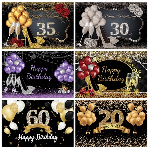 Photo Backdrops Fabulous Women Gold Balloon Happy 50th 30 40 60 Birthday Party Diamond Photo Backgrounds Photocall Photo Studio ► Photo 1/6