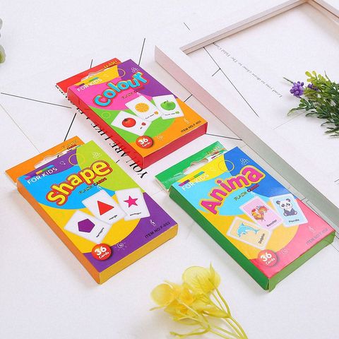 Kids Montessori Toys English Educational Learning Toys Shape Color Animal Learning Cards Flash Cards for Children Teaching Aids ► Photo 1/6