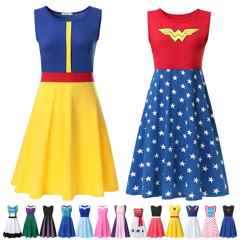 Adult Princess Dress Mom Women Cosplay Costume Snow White Wonder Women Belle Anna Elsa Arier Maleficent Minine Tangled Dress up ► Photo 1/6