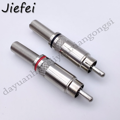 2Pcs RCA Connector RCA Male Plug with Spring Nickel Plated RCA Wire Connector Speaker Plug Jack welding Red+Black ► Photo 1/6