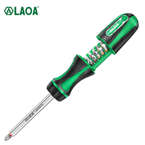 LAOA 10 in 1 Ratchet Screwdriver set 48T 20N.m Aluminum rod With 10pcs S2 bits Screw Driver Tools kit ► Photo 1/6