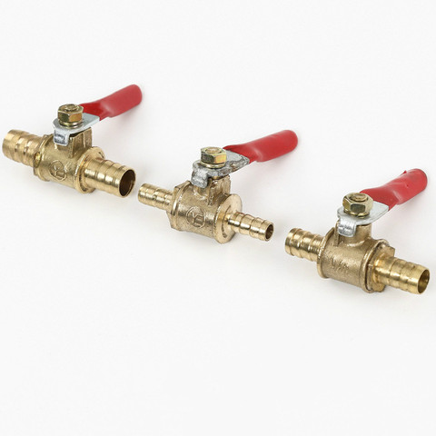 Brass 6mm-12mm-14mm Hose Barb Inline Brass Water Oil Air Gas Fuel Line Shutoff Ball Valve Pipe Fittings ► Photo 1/6