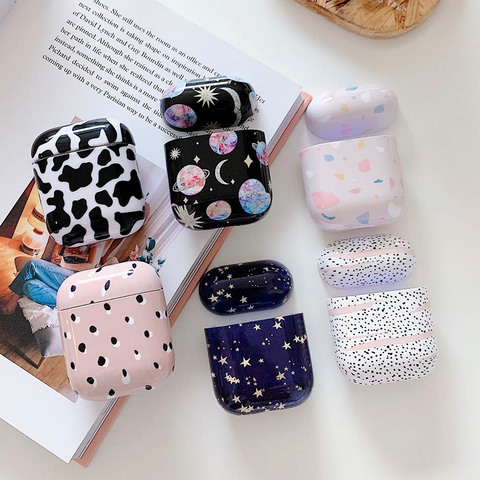 Earphone Case For AirPods 2 1 Hard PC Starry Sky Dot Flower Bee Pattern Bluetooth Wireless Charging Box Cover for Air Pods Coque ► Photo 1/6