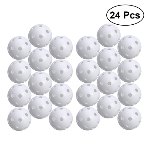 24pcs Perforated Plastic Play Balls Hollow Golf Practice Training Sports Balls (White) ► Photo 1/6