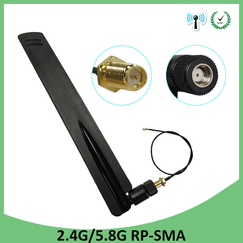 2.4GHz 5GHz 5.8Ghz wifi  Antennareal RP-SMA Dual Band 8dBi 2.4G 5G 5.8G Antena aerial SMA female + ufl./ IPX 1.13 Pigtail Cable ► Photo 1/6