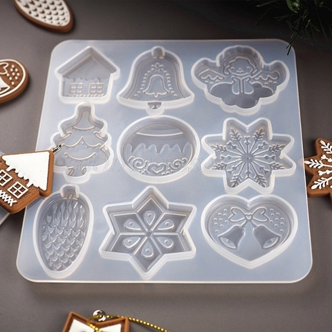 Christmas DIY Crystal Epoxy Mold Christmas Tree Snowflake Elk Pendant Silicone Mold Keychain Listing Jewelry Silicone resin ► Photo 1/6