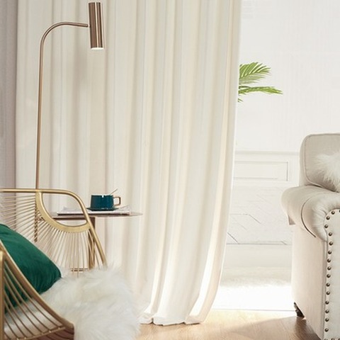 Nordic Curtains for Living Room Simple Velvet Curtain Pure Color Light Luxury Blackout Velvet Bedroom Door Curtain White Curtain ► Photo 1/5