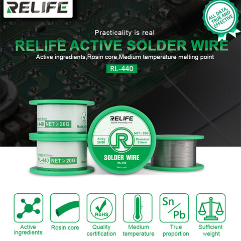 RELIFE Solder Wire 0.3/0.4/0.5/0.6mm Sn20/Pb80 Tin Wire 40g Melt Rosin Core Solder Soldering Wire Roll Reel Welding Line ► Photo 1/6