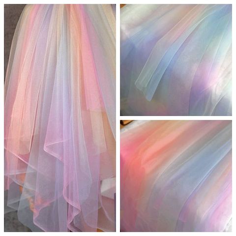 2Meters Rainbow Gradient Tulle Fabric DIY Sewing Baby Shower Tutu Skirt Princess Dress Wedding Party Decor African Mesh Fabric ► Photo 1/6