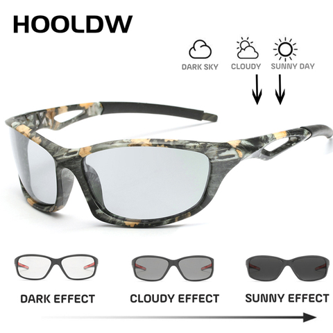 HOOLDW Photochromic Sunglasses Men Anti-glare Driving Polarized Chameleon Sun glasses Change Color Glasses Camo Frame Eyewear ► Photo 1/6