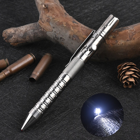 Titanium Self Defense Tactical Pen Flashlight Bolt Switch Emergency Glass Breaker Outdoor Survival EDC Tool Christmas Gift ► Photo 1/4