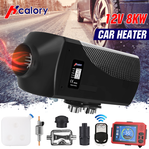 HCalory 8KW 12V Car HeaterAir Diesels Heater  For Trucks Motor-Homes Boats Bus +LCD Monitor Switch +Remote Control + Silencer ► Photo 1/6
