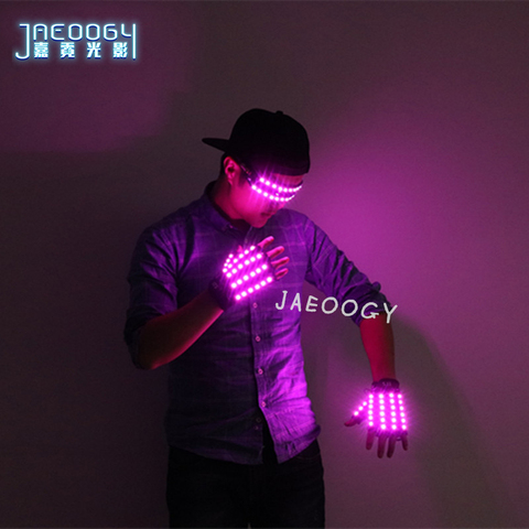 2022 New High Quality LED Glowing Glasses Gloves Purple Illuminated Costume Props Christmas Party Fluorescent Gloves ► Photo 1/6